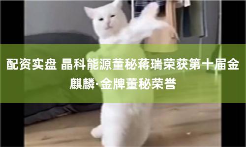 配资实盘 晶科能源董秘蒋瑞荣获第十届金麒麟·金牌董秘荣誉